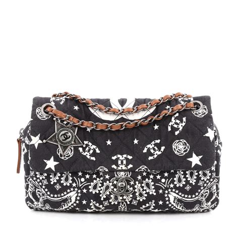 chanel paris dallas bandana flap bag black and white|Chanel Paris Dallas bag.